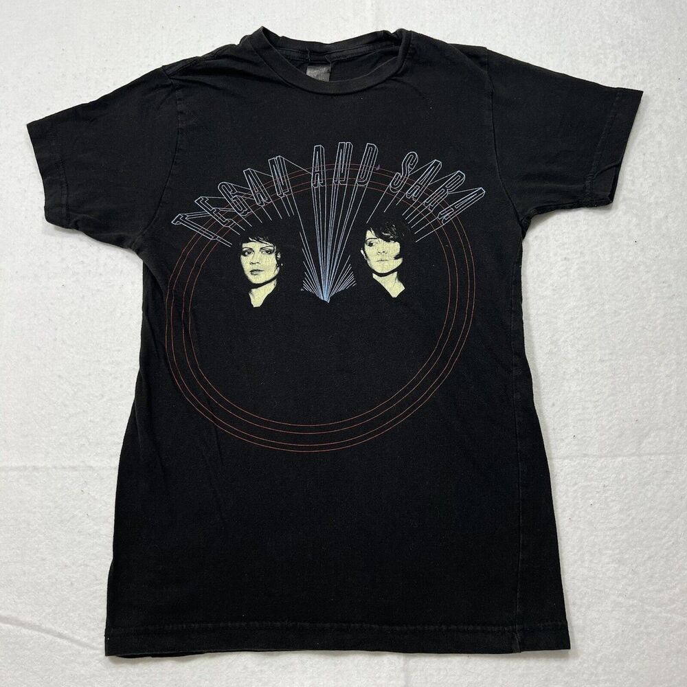Tegan & Sara Women's XS Short Sleeve Indie Pop Duo Band Black Graphic T Shirt